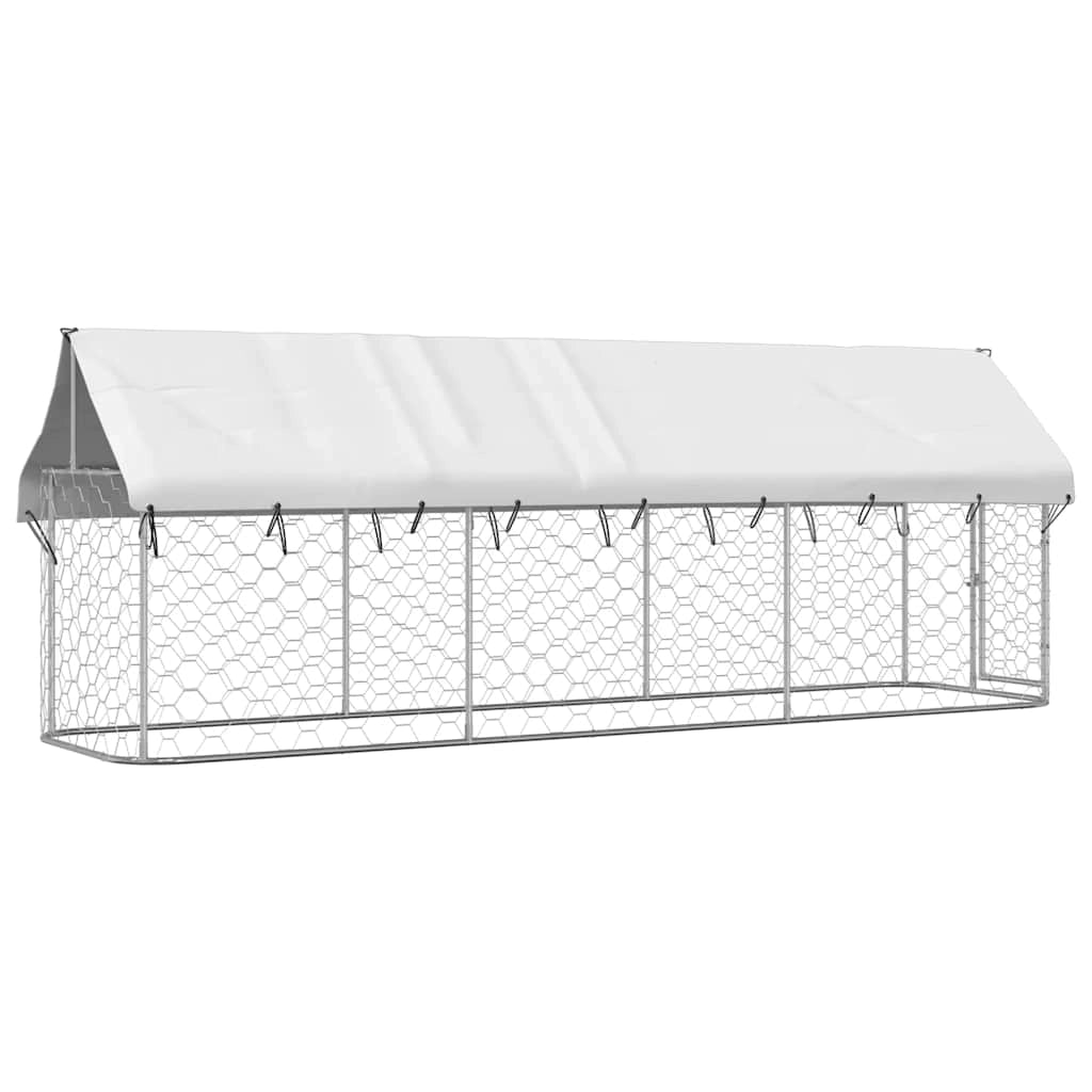 Gabbia/recinto per animali da esterno con tetto 400 x 100 x 150 cm Argento 02_0041909