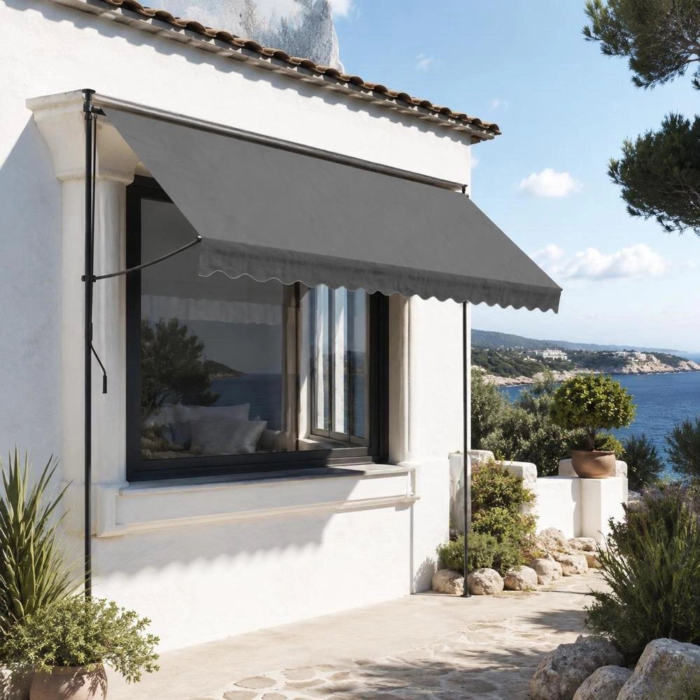 Retractable Awning, Anthracite, 400x150 Cm, Fabric And Steel