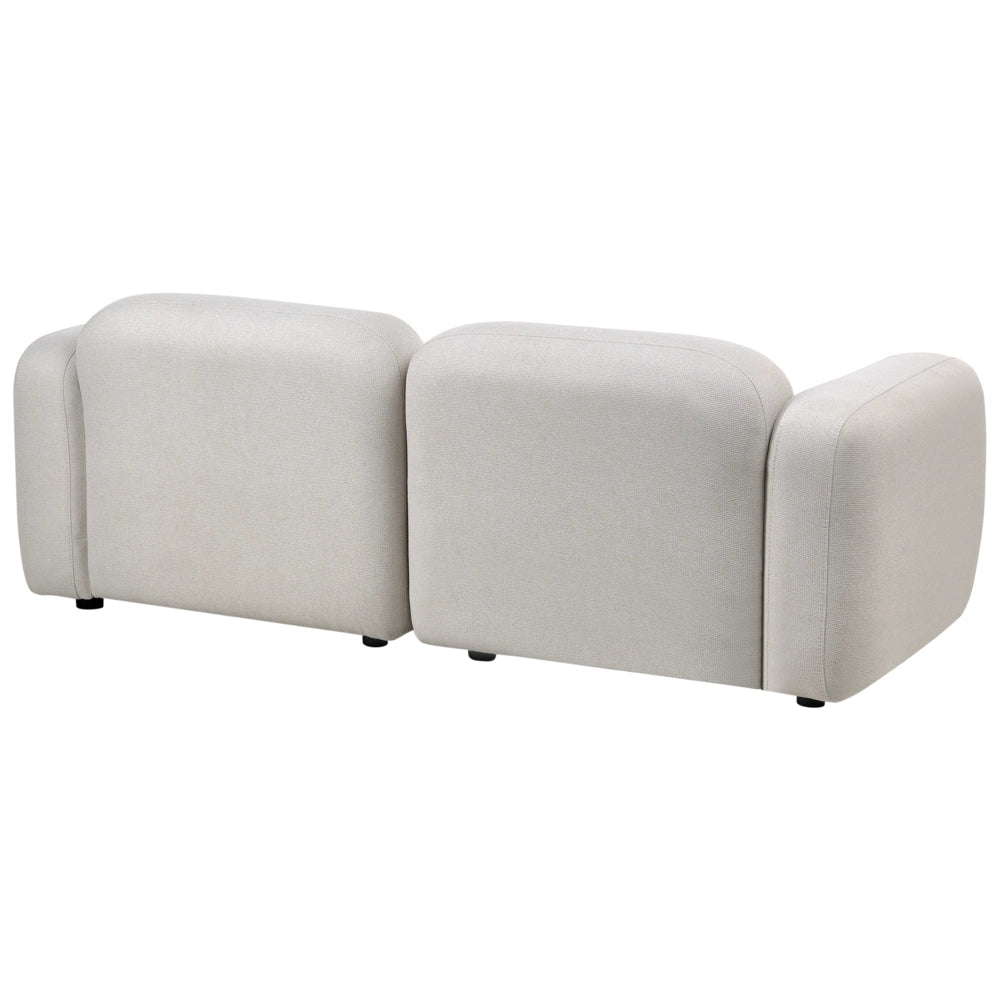 Divano a 3 posti in tessuto beige chiaro con schienale imbottito e gambe in legno anteriori con tappi Soggiorno scandinavo