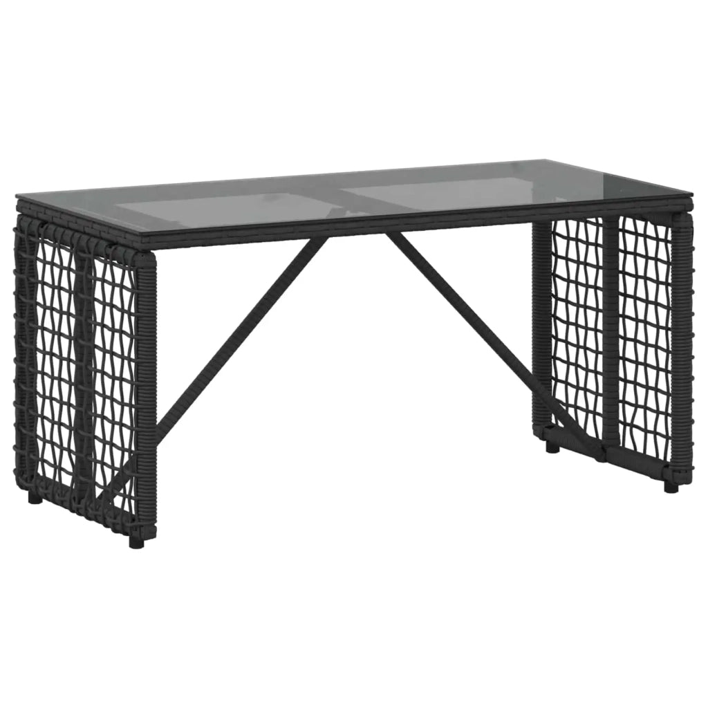 Tavolo da Esterno Nero 80 x 40 x 40 cm Rattan PE e Vetro 42025182