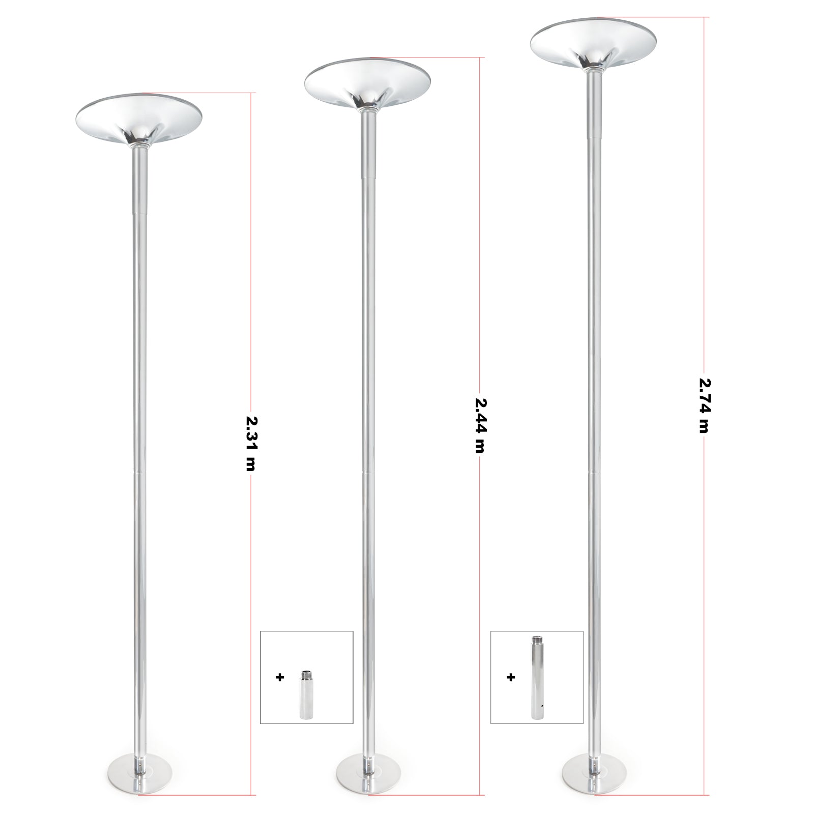 Palo da pole dance Ø 45 mm Altezza regolabile 2,31-2,74 m In acciaio Non richiede fori