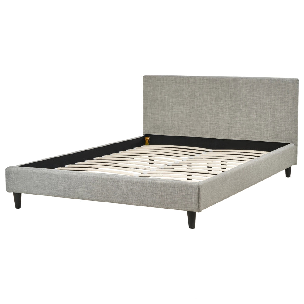 Letto matrimoniale in tessuto grigio chiaro con rete a doghe 140 x 200 cm stile contemporaneo
