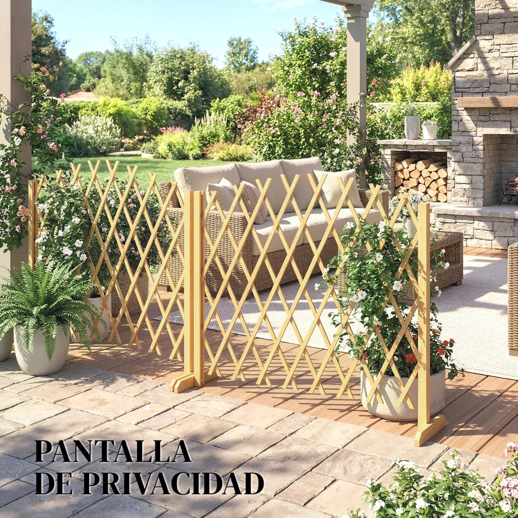Set di Pannelli per Recinzione Giardino in Legno Estensibili ¨C Zephmum ¨C Naturale 180x30x103 cm