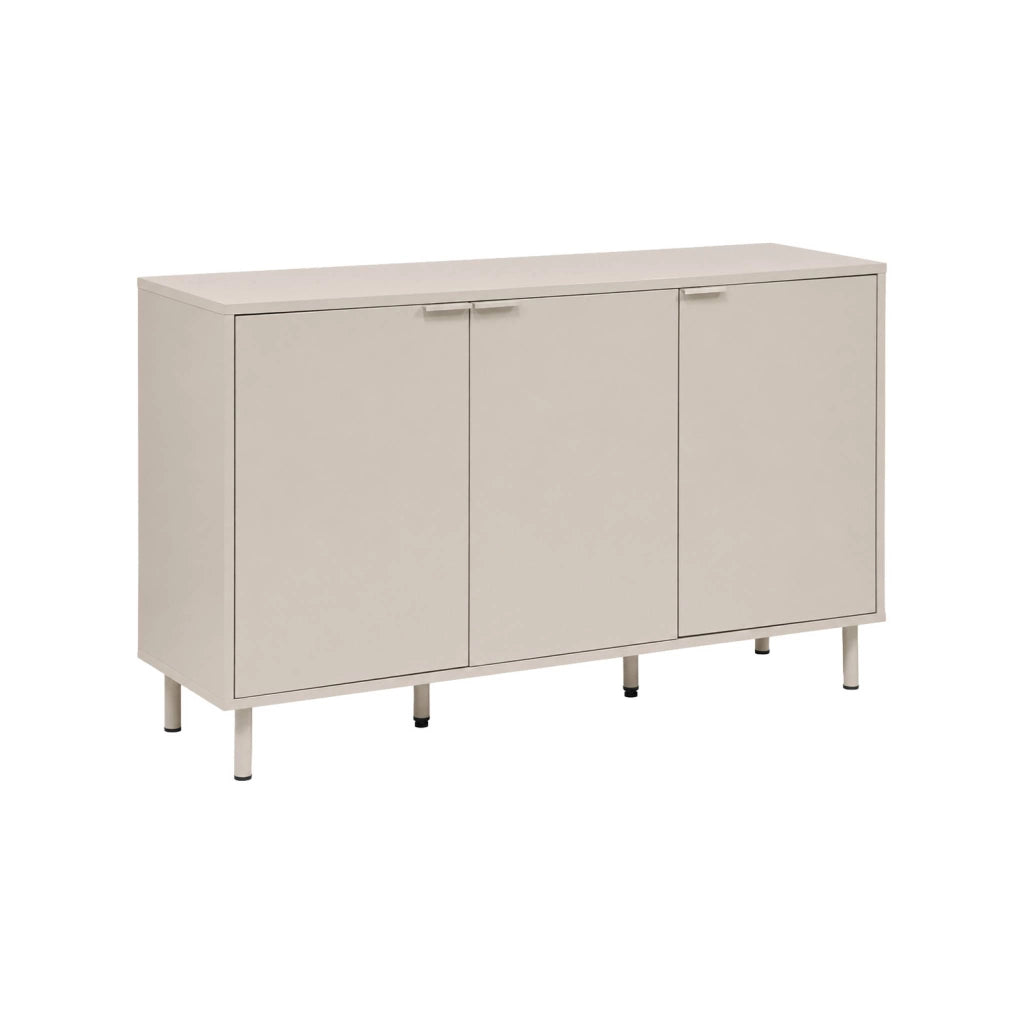 Credenza decorativa in legno e metallo 3 ante, 120cm, beige