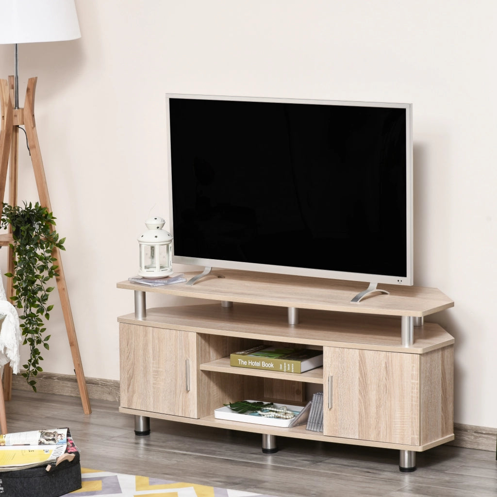 Mobile TV per televisori fino a 55 pollici con 2 ante e 2 ripiani ¨C Zephmum ¨C Roble 120x39.5x52 cm