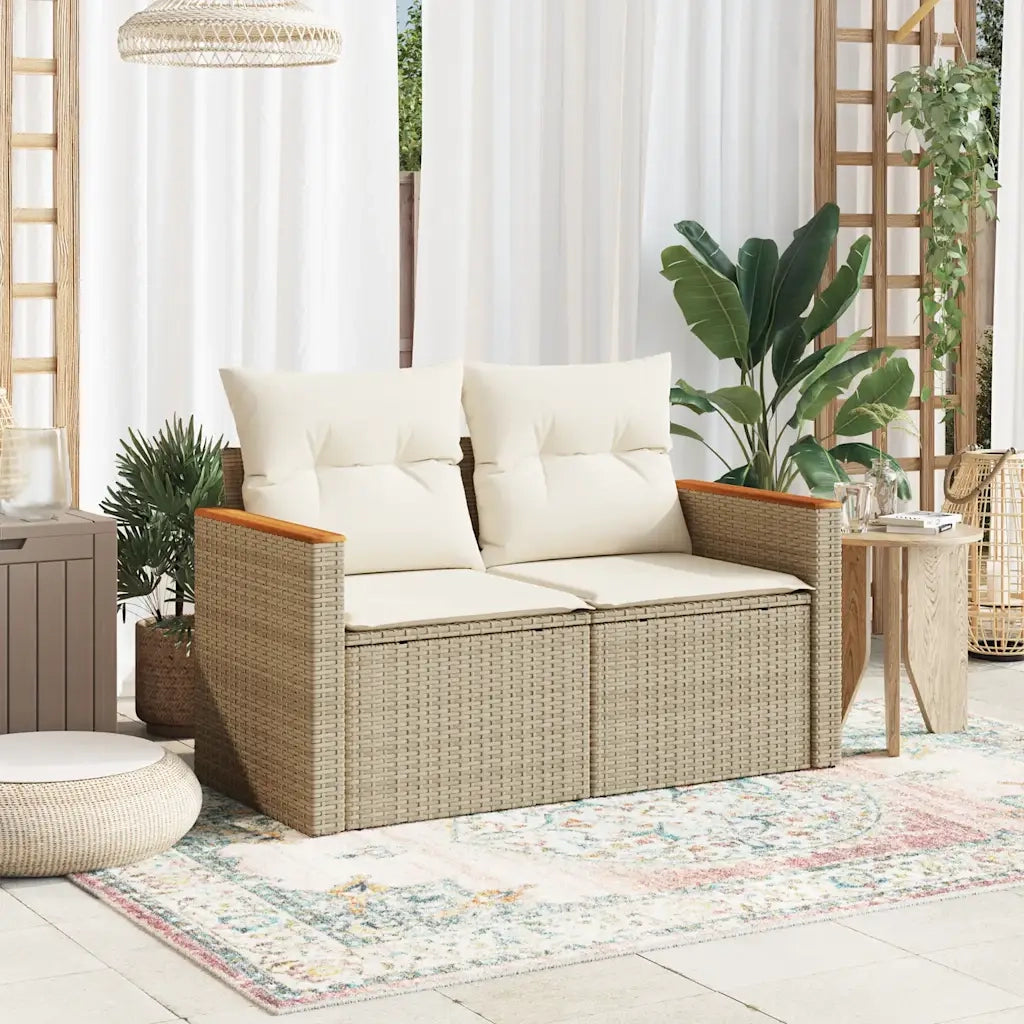Divano da Giardino con Cuscini a 2 Posti Beige in Polyrattancod mxl 87102