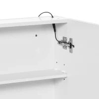 Armadietto Pensile da Bagno con 1 Anta, Specchio e Luci a LED | 2 Ripiani Interni | MDF Bianco (60 x 50 x 15cm)