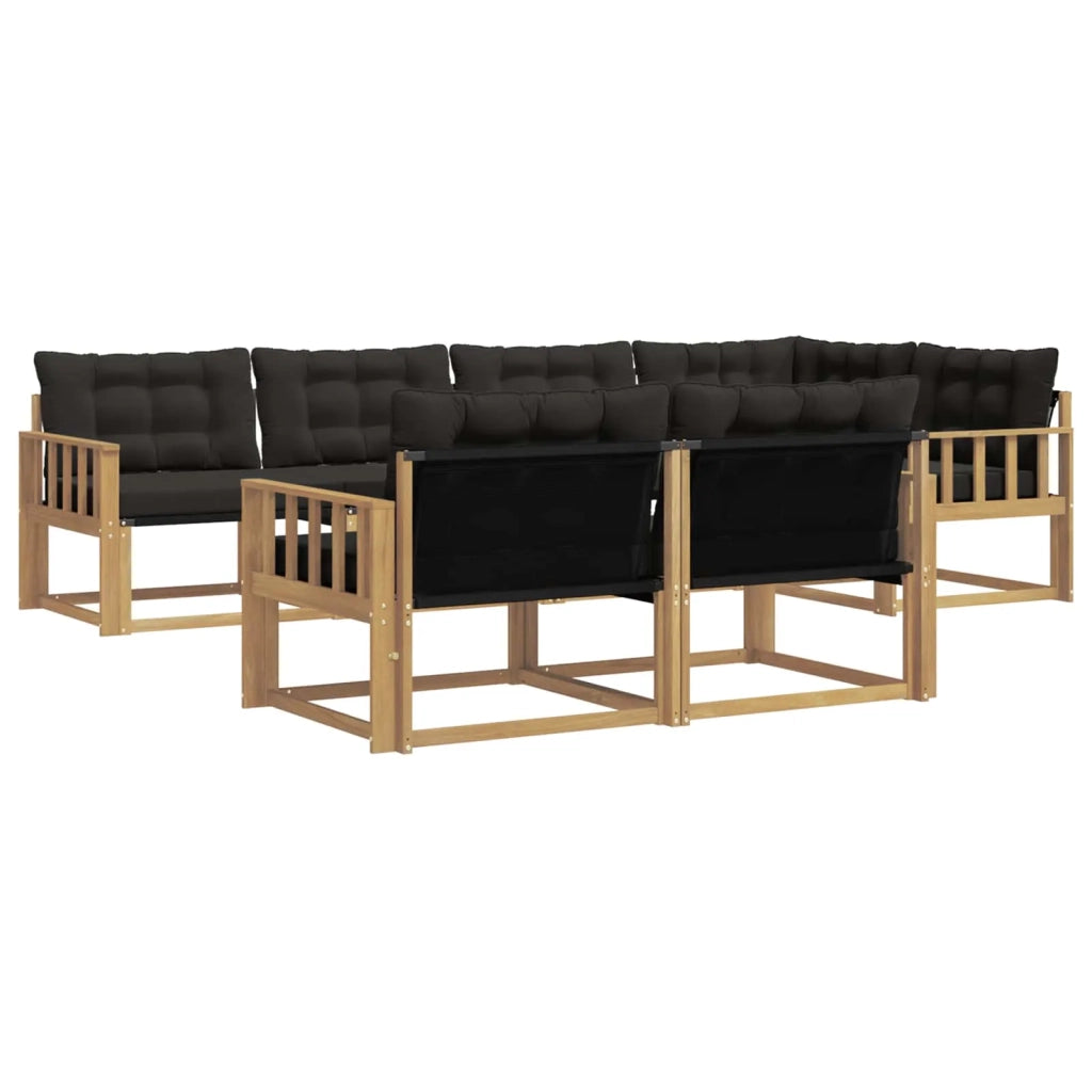 Set di divani da esterno 7 pz Bianco e Nero 3388778