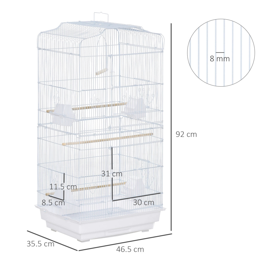 Gabbia per Uccelli Voliera Portatile con Vassoio ¨C zephmum ¨C Bianco 46.5x35.5x92cm