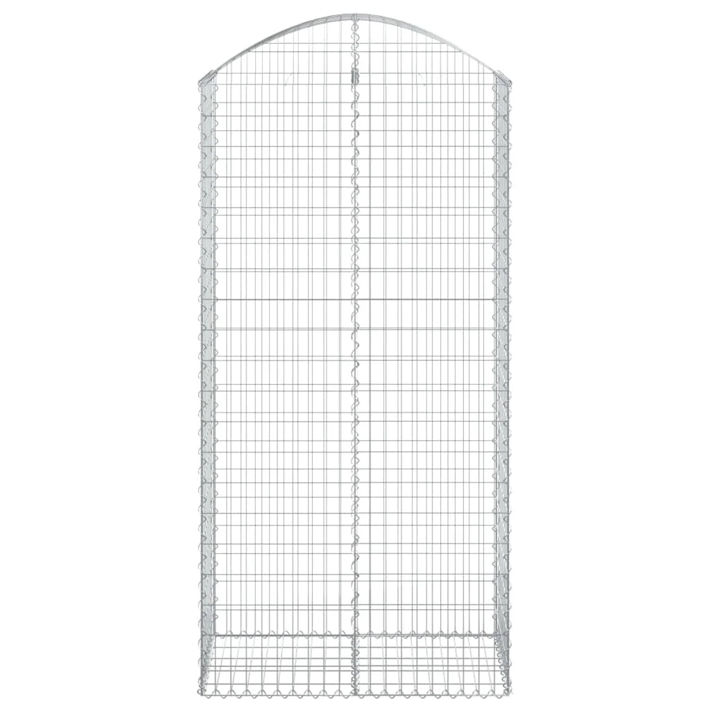Cesto gabbione recinzione a gabbia muro di contenimento ad arco 100 x 50 x 200/220 cm ferro zincato argento 02_0039965