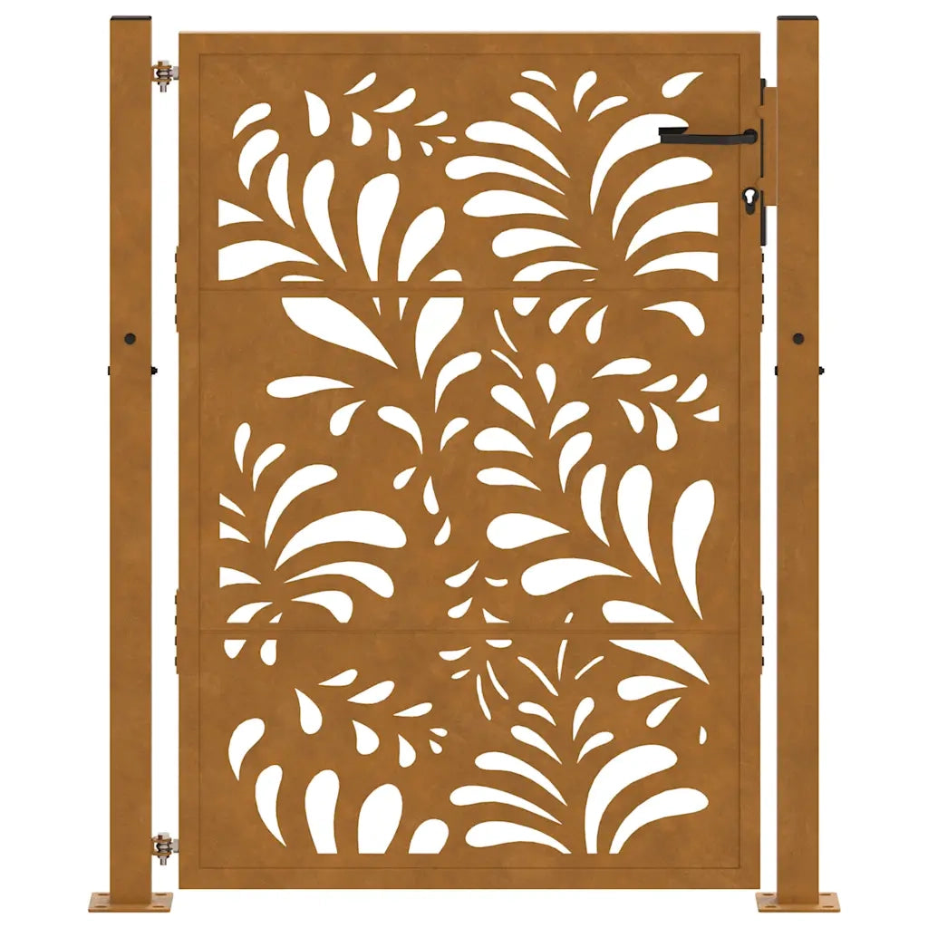Cancello da giardino 100x150 cm in acciaio corten design ondulato 4100976