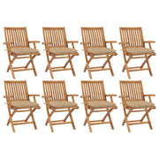 Sedie da Giardino Pieghevoli con Cuscini 8 pz Massello di Teak cod mxl 72186