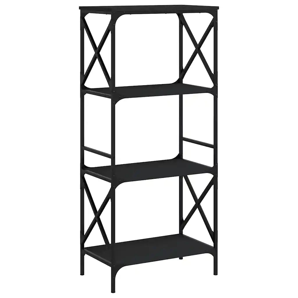 Libreria a 4 Ripiani Nera 59x35x132 cm in Legno Multistratocod mxl 108564
