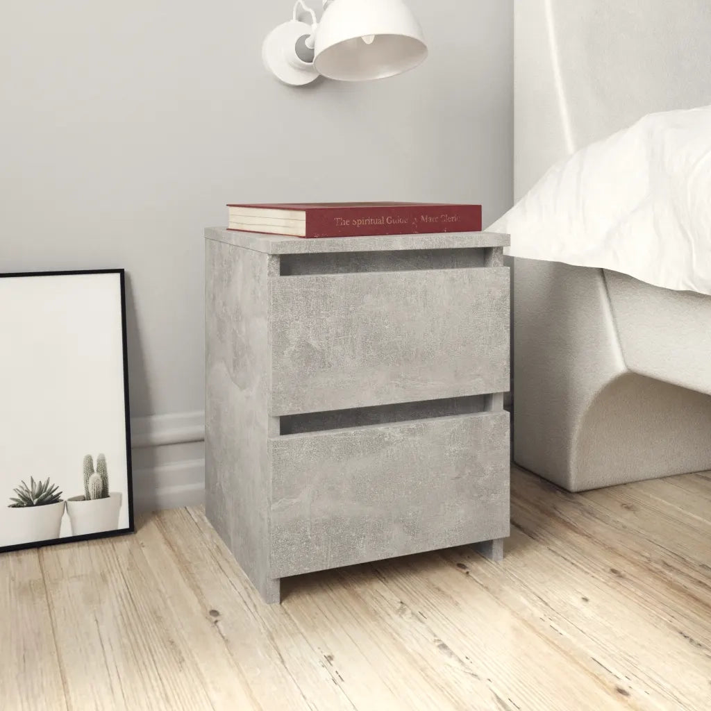 Comodini 2pz Grigio Cemento 30x30x40 cm in Legno Multistrato 800522