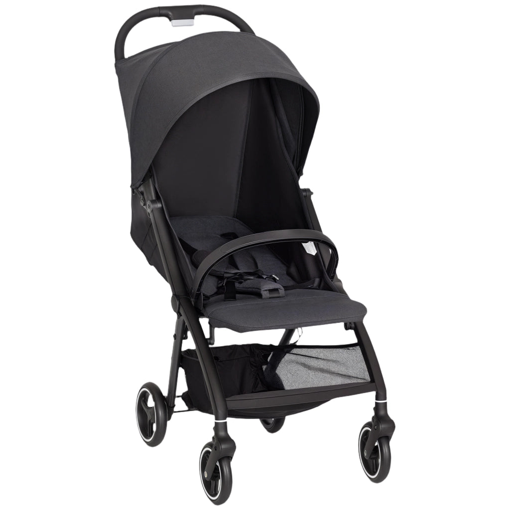 Passeggino per Bambini 0-3 Anni Pieghevole e Leggero Fino a 15 kg Chiusura a Una Mano in Tessuto Grigio Scuro