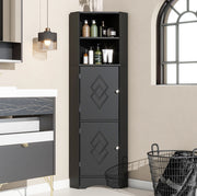 Mobile angolare da bagno nero con vano a giorno