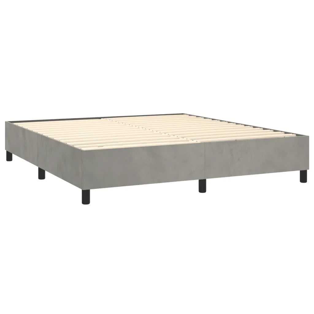 Letto a Molle Materasso e LED Grigio Chiaro 160x200 cm Velluto  cod mxl 71796