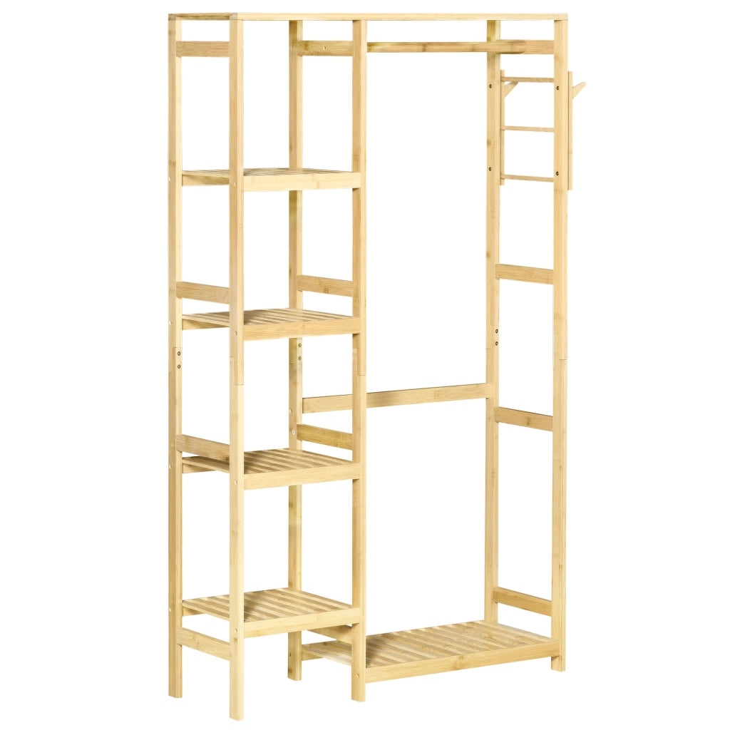 Appendiabiti con scaffale 4 livelli ¨C Zephmum ¨C Legno naturale 90x30x155 cm