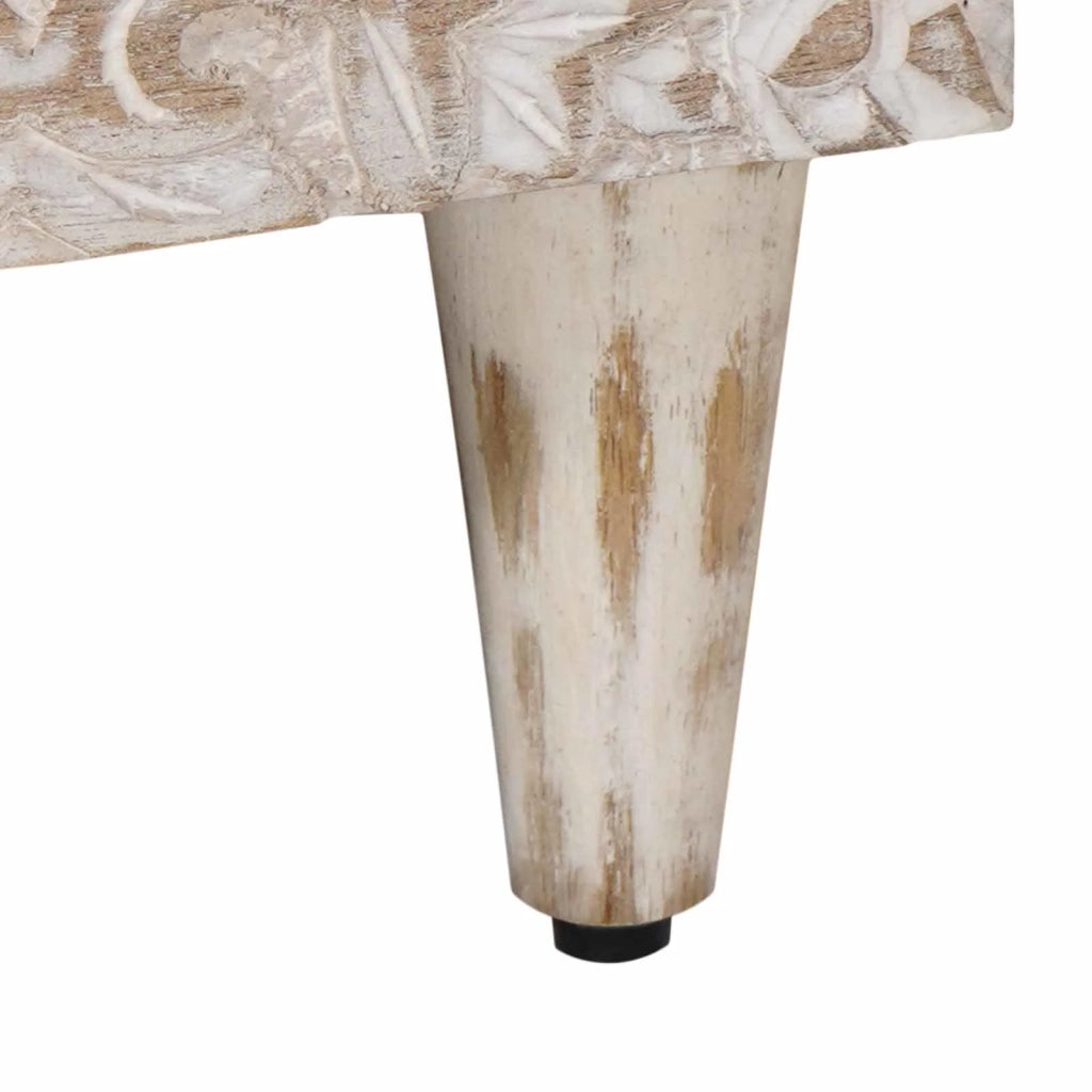 Mobile TV Bianco 80 x 33,5 x 46 cm Legno di mango massello 4018385