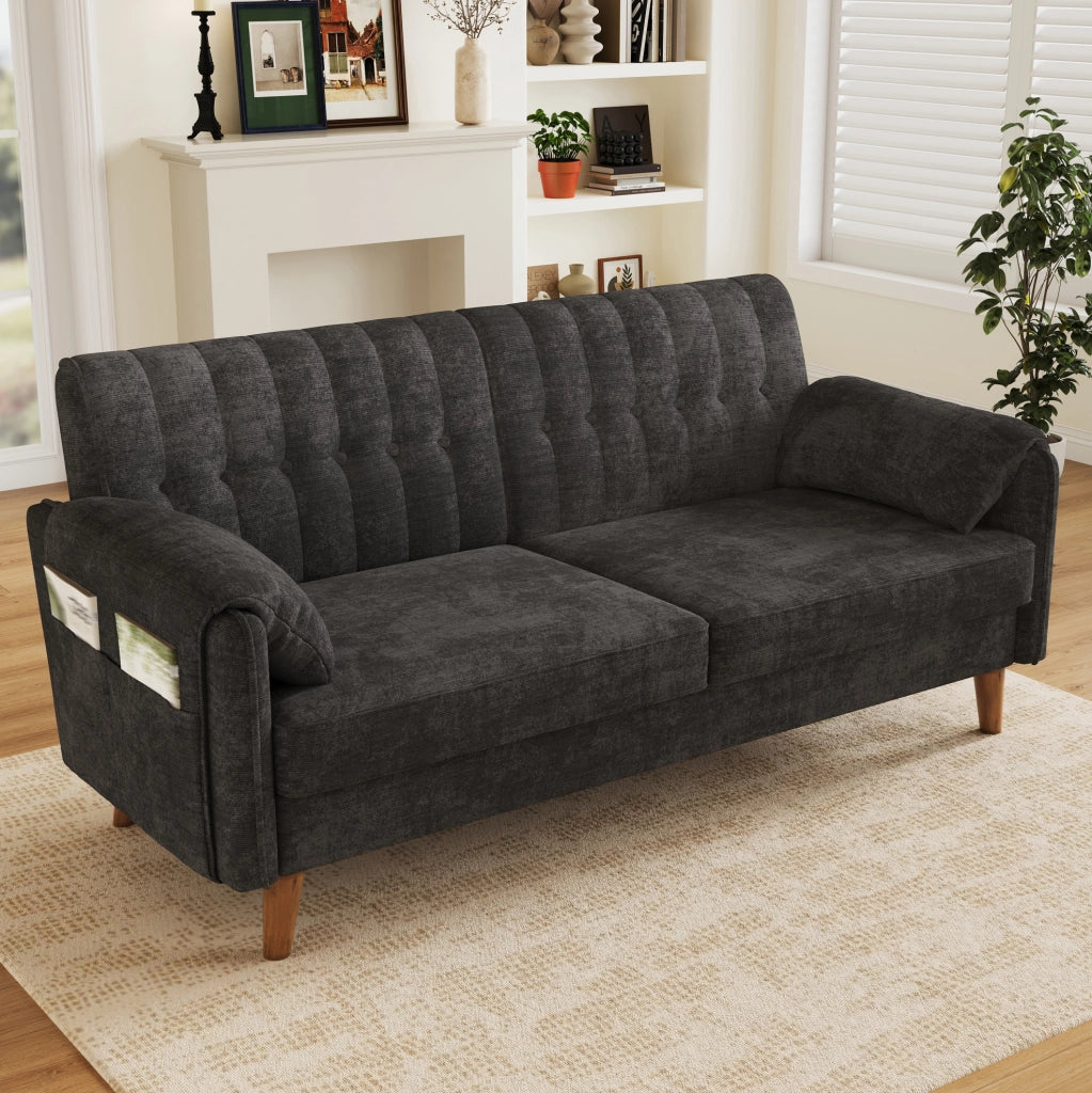DIVANO 2 Posti in Chenille Grigio Scuro 161,5x79x83,5 cm