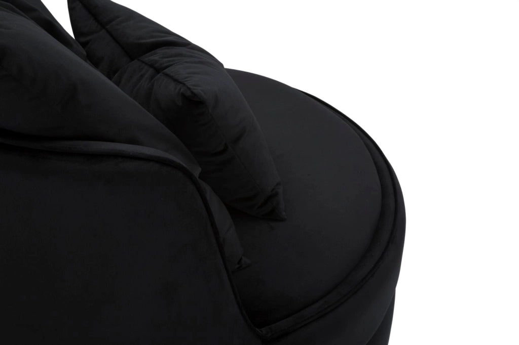 Poltrona Paris Space Nero/Oro Ø84x72 cm in Legno e Spugna Nero e Oro