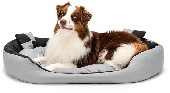 Cuscino per cani rotabile, impermeabile e soffice, 110x80 cm grigio/nero