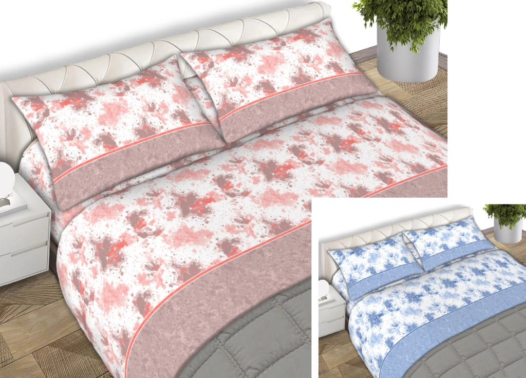 Completo Lenzuola 100% Cotone Made Italy Disegno Stain C.N - Singolo - Azzurro