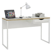 Scrivania Gil, Scrittoio multiuso, Tavolo per ufficio porta PC, Piano di lavoro, 130x48 h77 cm, Bianco