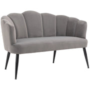 Divano 2 Posti con Gambe in Metallo 132x66x80 cm in Tessuto Vellutato Grigio