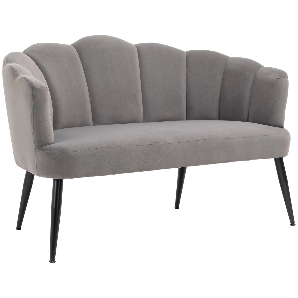 Divano 2 Posti con Gambe in Metallo 132x66x80 cm in Tessuto Vellutato Grigio