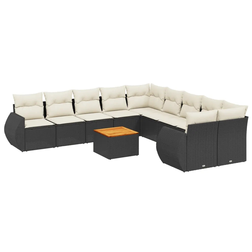 Set Divani da Giardino 11 pz con Cuscini in Polyrattan Nero 3257526