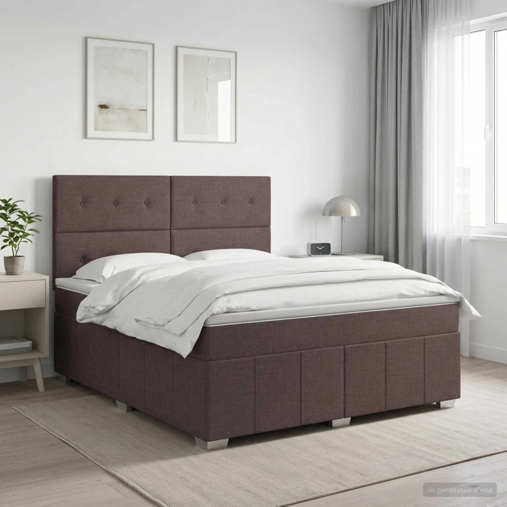 Letto box spring con materasso Marrone Scuro 140 x 200 cm 3454158