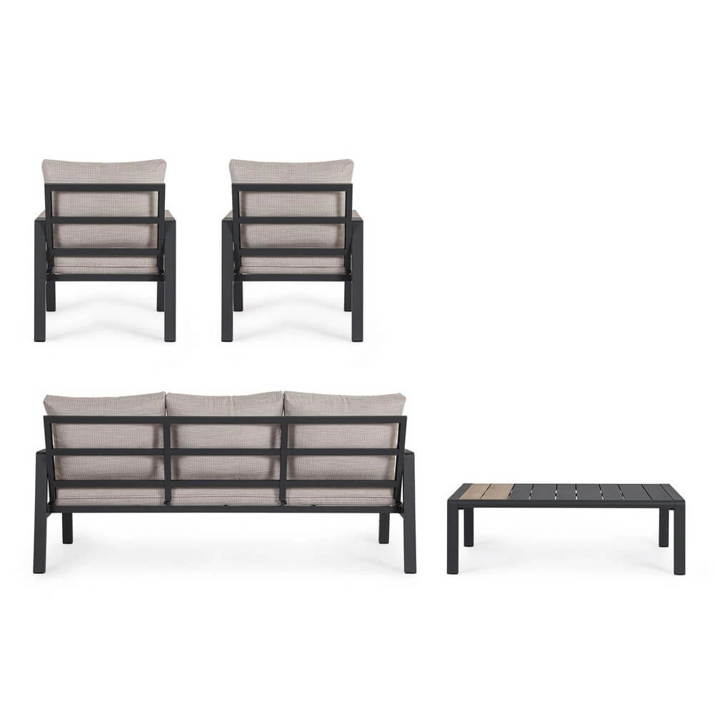 Set da 4 pezzi salotto da esterno in alluminio con cuscini - NOLIRA