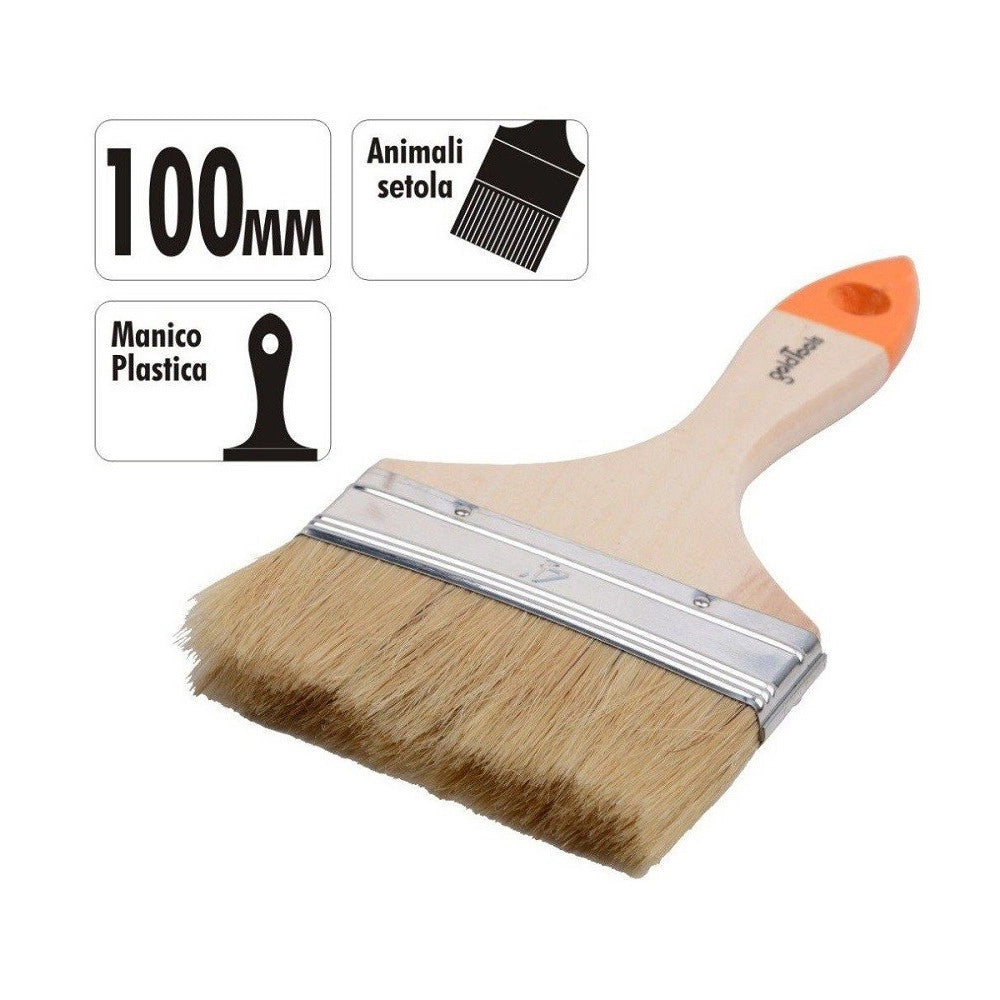 Trade Shop - Pennello Piatto Da 4" 100 Mm Pennellessa Per Pittura Verniciare Dipingere 90266 -