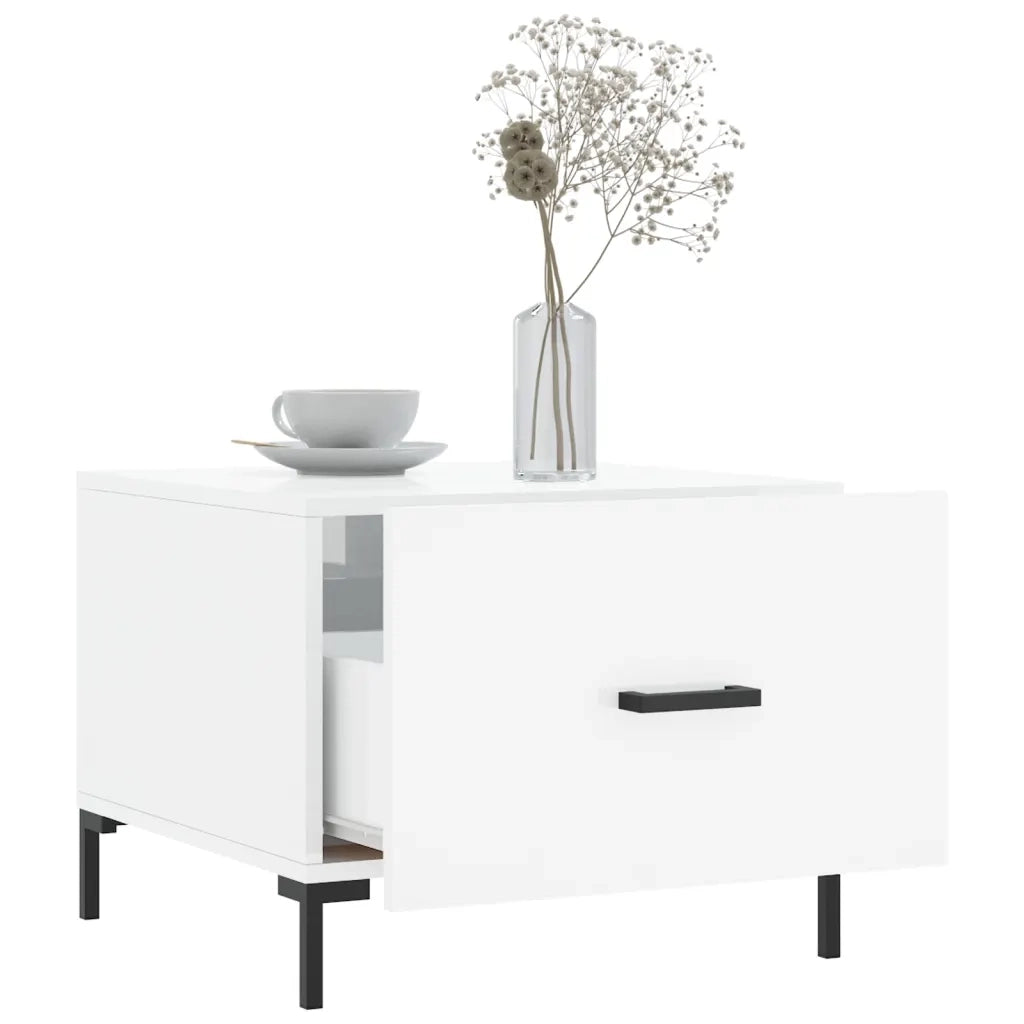 Tavolino da Salotto Bianco Lucido 50x50x40 cm Legno Multistrato 829400