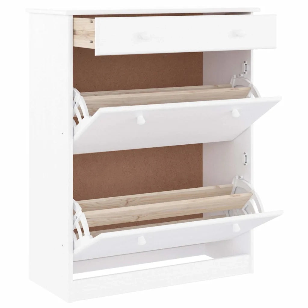 Scarpiera-Scaffale per scarpe ALTA Bianca 77x35x96 cm in Legno Massello di Pino