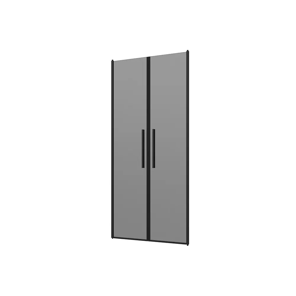 Porta doccia 90cm apertura saloon con profili nero opaco e vetro da 6mm fumè h195 | Elba