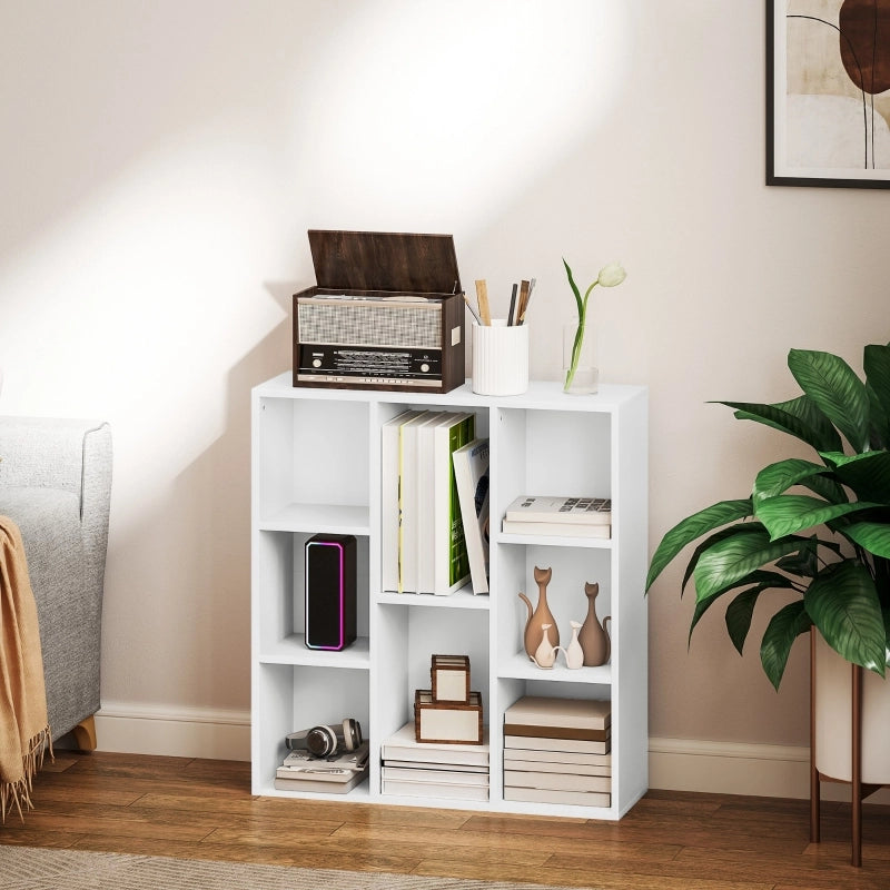Libreria da terra con 8 vani aperti, scaffale portaoggetti multifunzionale, 74,3 x 24 x 80 cm, bianco