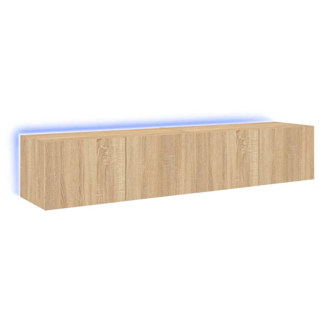 Mobile TV multimediale da parete mensola TV mobile TV sala da pranzo soggiorno camera da letto luci LED 2 pezzi rovere Sonoma 80 x 35 x 31 cm marrone 02_0029182
