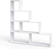 Scaffale per scale, Bianco, 163 x 155 cm, utilizzabile come divisorio con ripiani aperti