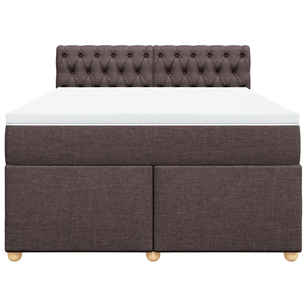 Giroletto a Molle con Materasso Marrone Scuro 160x200cm Tessuto