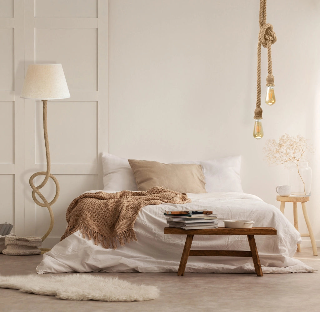 Lampada a sospensione Polux Rope doppia E27 crema 150cm