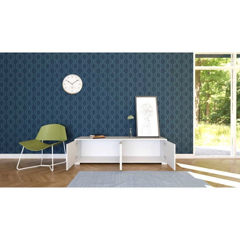 Porta TV moderno 4 ante 172x40x48 cm Lumina - Bianco Lucido