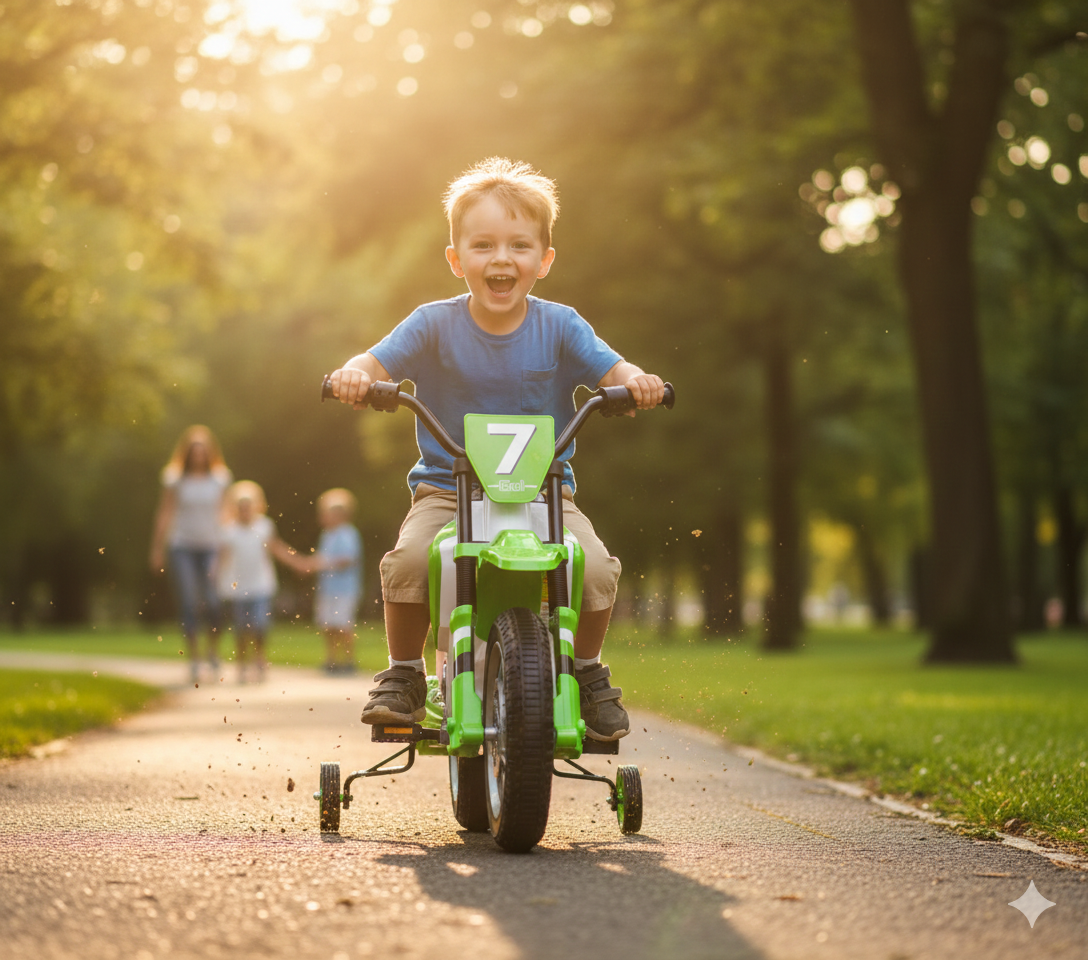 Moto Elettrica per Bambini 12V Motocross Verde