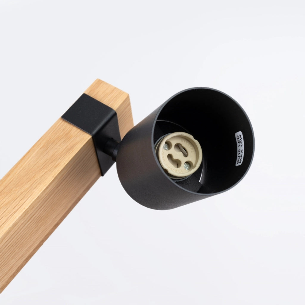 Spot soffitto scandinavo doppio nero legno 2xGU10