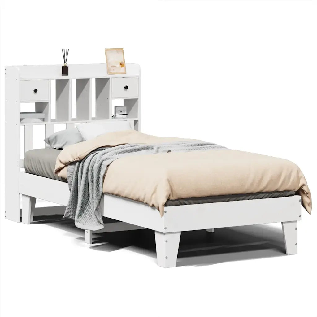 Letto senza Materasso-Struttura Letto Bianco 90x190 cm in Legno Massello Pino 463287