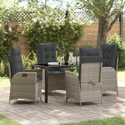 Set di Mobili da Giardino 5 Pezzi con Cuscini Grigio Chiaro Polyrattan