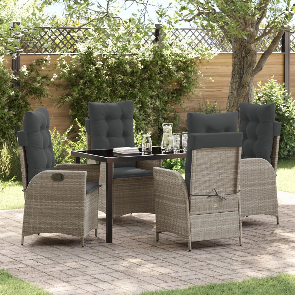 Set di Mobili da Giardino 5 Pezzi con Cuscini Grigio Chiaro Polyrattan