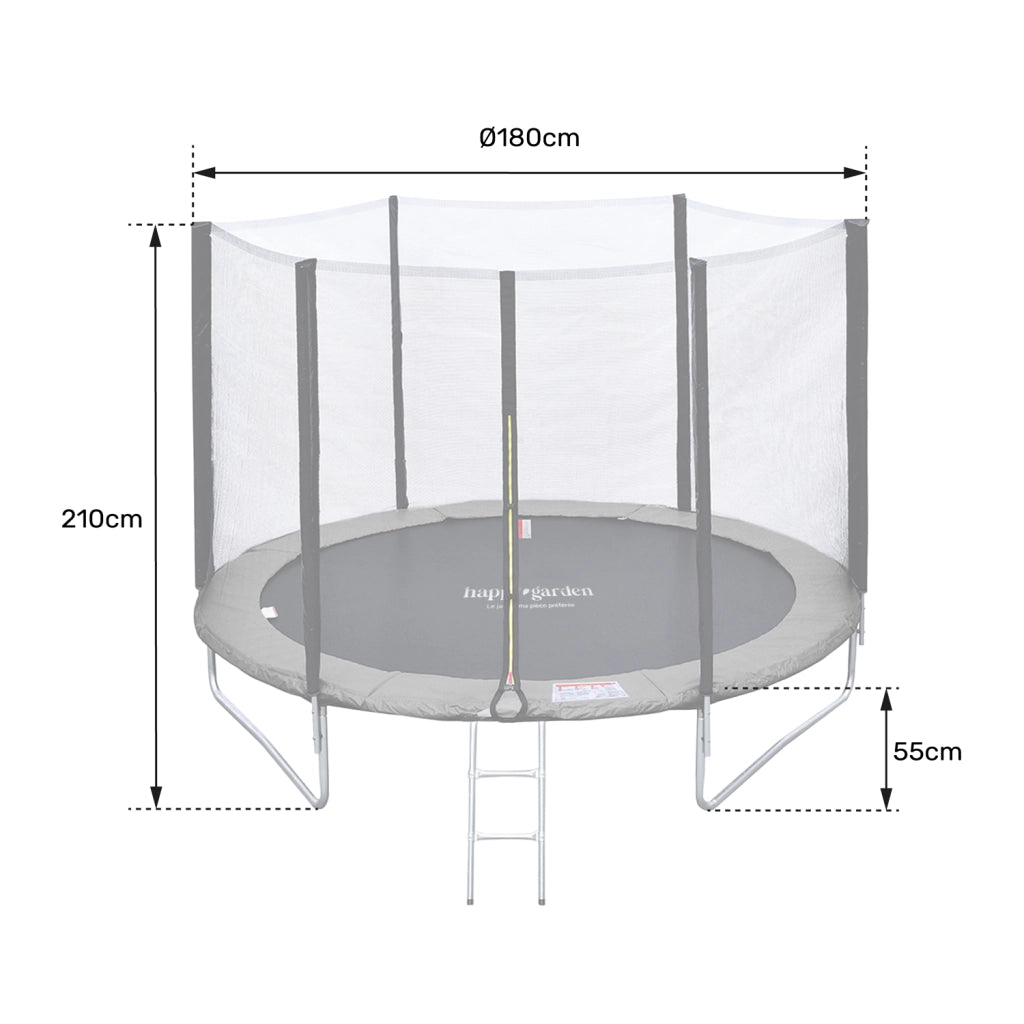 Premium Pack Trampolino 180 cm reversibile grigio / rosa CAIRNS + rete, scala, copertura e kit di ancoraggio