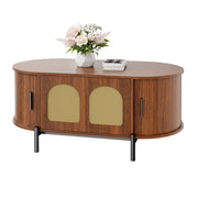 Tavolino da caffè con 3 ante e spazio contenitore - per soggiorno - in MDF - 100×50×40 cm - noce